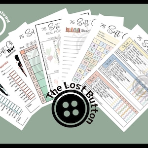 May include: A set of printable worksheets for a 75 Soft Challenge. The worksheets include a meal prep sheet, a reading log, and a weekly tracker. The worksheets are designed to help people achieve their fitness goals.