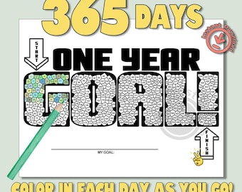 2026 Coloring Habit Tracker: GOAL! 365 Days Fitness Workout Calendar (Digital Download) Printable PDF