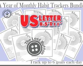2026 Monthly Habit Tracker Bundle: Printable Coloring Sheet PDF (US Letter) (Digital Download)