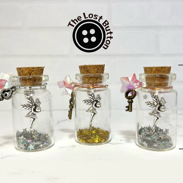 Fairy in a Bottle - Miniature Fairy Bottle - Charm - Necklace - Fairy Dust - Pixie - Party Favor - Painting - Card - Gift - Mini - Jewelry