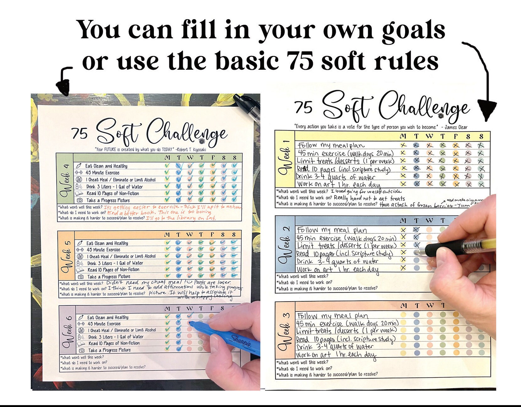 75 Soft Challenge Tracker Bundle Fitness Exercise Printable Fitness ...