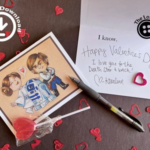 Tarjetas digitales imprimibles - Descarga instantánea - Star Wars - Tarjeta de felicitación - Princesa Leia - Han Solo - R2D2 - Amor - Aniversario - Cumpleaños