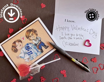 Star Wars Valentine's Day Card: Leia, Han Solo, R2D2 (Digital Download)