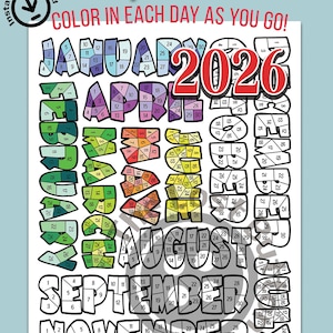 2026 Habit Tracker - 365 Tage druckbarer Farbkalender, Fitness, Workout, täglicher Tracker (PDF-Download)