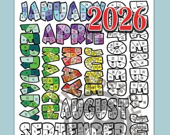 2026 Habit Tracker – 365 Days Printable Coloring Calendar, Fitness, Workout, Daily Tracker (PDF Download)