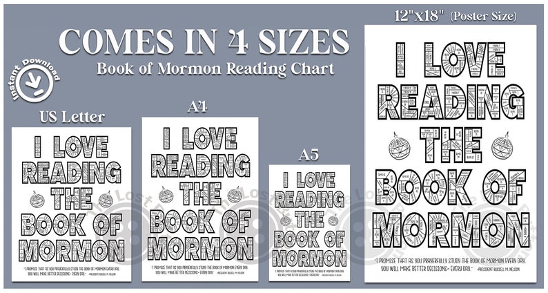 Book of Mormon Reading Chart Instant Download Printable Coloring Chart Come Follow Me 2024 A4 A5 Poster Primary Tracker image 4