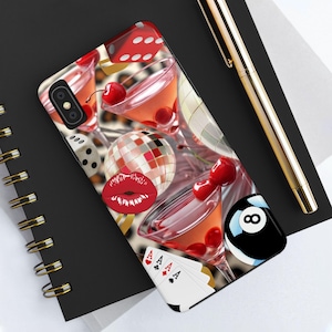 Martini Collage Vintage Phone Case iPhone 16 15 14 13 12 11 Pro Max Plus X Samsung S24 S23 S22 S21 Fun Girly Phone Case Gift Phone Cover Red