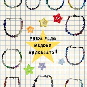 pride flag glass bead bracelets!!
