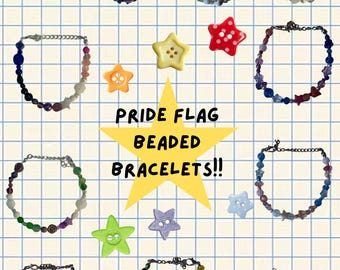 pride flag glass bead bracelets!!