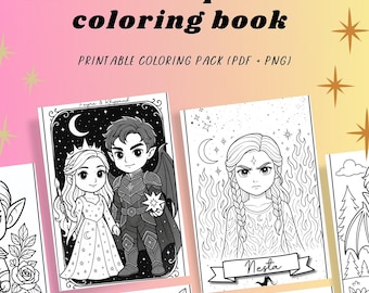 Desenhos para colorir de retratos de Chibi Acotar | Download digital em PDF e PNG
