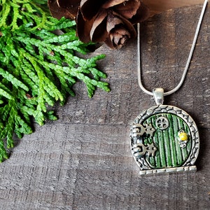 Fairy Door Locket Necklace: Opens to Hide Photo, Steel or Silver Chain