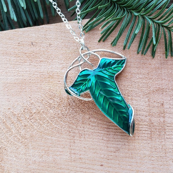 Green Leaf Brooch/Necklace, Choose Steel or SP Chain, Elven Brooch, Pacific Northwest Jewelry, PNW
