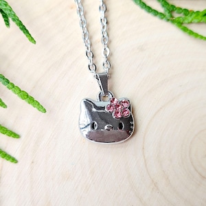 Hello Kitty Silver Pendant Necklace With Cubic Zirconia – 18" Chain, Cute Gift Idea 6 thumbnail image