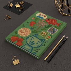 Katze Japanisches Stimmungsbrett Notizbuch, Anime Notizbuch, Japan Themed Hardcover Journal, Geschenk für Japan-Liebhaber, Japan thematisches Notizbuch