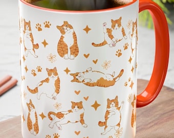 Tasse à café chat tigré orange : design espiègle de kitty de gingembre
