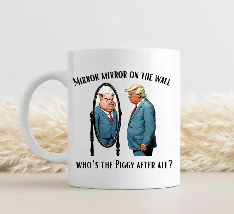Quiet Piggy Anti Trump Sarcastic Coffee Mug, Subtle FDT Cup image 1