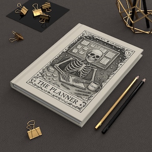 The Planner Tarot Card Notebook, Skeleton Teacher Hardcover Notebook, Tarot Card Skeleton Notepad, Funny Teacher Notepad, Gift for Teacher