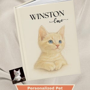Custom Hardcover Notebook with Pet Photo + Name, Personalized Dog Hardcover Journal, Writing Journal for Cat owners, Gift for Pet Owners