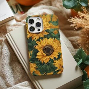 Sunflower Phone Case for iPhone Samsung Pixel, Floral Yellow Aesthetic Phone Cover, Protective Sunflower Case for Nature Lovers