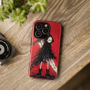 Funda gótica para teléfono, funda de estilo extraño, funda espeluznante para iPhone, Samsung y Google Pixel, funda de humor negro, accesorios góticos, funda de Halloween
