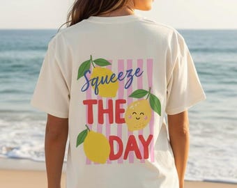 Drücken Sie das Tag Lemon Graphic Comfort Colors Shirt, Sommer Fruit T-Shirt, Retro Graphic Tee, Easy Peasy Lemon Beach Shirt aus