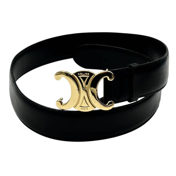 Celine Black Gold Triomphe Vintage Phoebe Era Belt - Etsy display picture 2