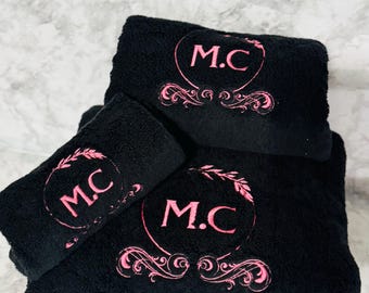 Juego de toallas bordadas / Toalla de primera calidad / Perfecto para decoración de baño / Regalo de boda / Regalo de inauguración de la casa / Regalo de cumpleaños, etc.