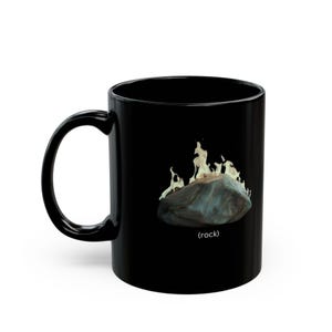 Black Mug, Sifl & Olly &#39;rock&#39; mug From a 90&#39;s comedy show, Funny Coffee Cup, Ceramic Tea Mug, Unique Drinkware, 11oz