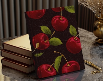 Cherry Aesthetic Notebook, Cute Fruit Pattern Journal, Retro Cherry Notebook, Kawaii Writing Journal, Artistic Hardcover Diary, Gift for Her