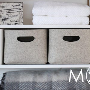 Medium Size, Set of 3 / Custom-made Felt Storage Basket / Storage Box for a Shelf