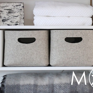 Medium Size, Set of 2 / Custom-made Felt Storage Basket / Storage Box for a Shelf image 1