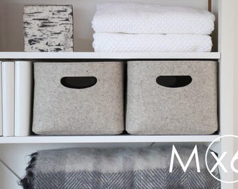 Medium Size, Set of 6 / Custom-made Felt Storage Basket / Storage Box for a Shelf