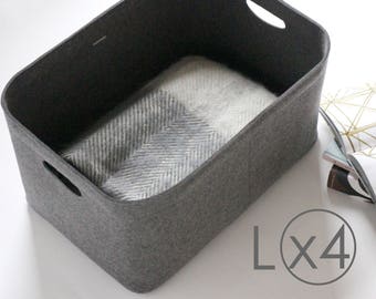 Large Size, Set of 4 / Custom-made Felt Storage Basket / Storage Box for a Shelf