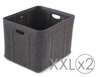 XXL Size, Set of 2 / Custom-made Felt Storage Basket / Storage Box for a Shelf