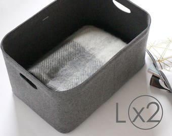 Large Size, Set of 2 / Custom-made Felt Storage Basket / Storage Box for a Shelf