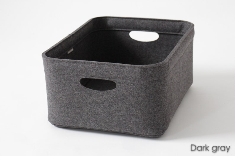 Medium Size, Set of 2 / Custom-made Felt Storage Basket / Storage Box for a Shelf image 6