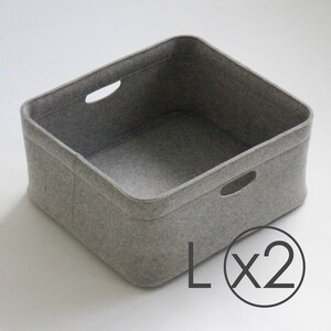 Wool Felt Storage Box | Large, Set of 2 | Custom Shelf Organizer, Handmade Felt Basket
