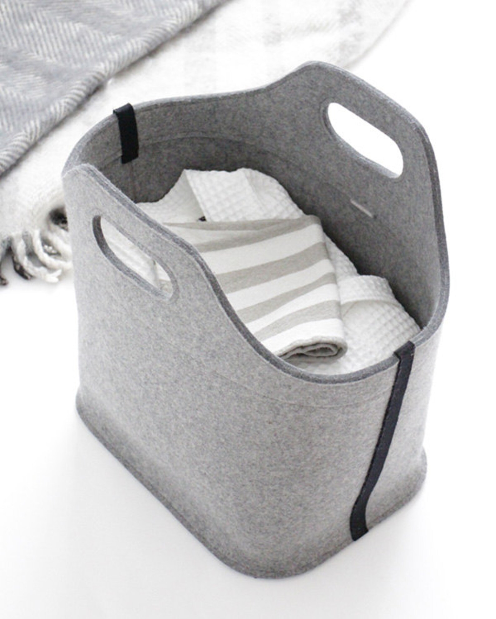 Grey Cottage Bag / Large Felt Tote Bag / Felt Laundry Basket / Etsy