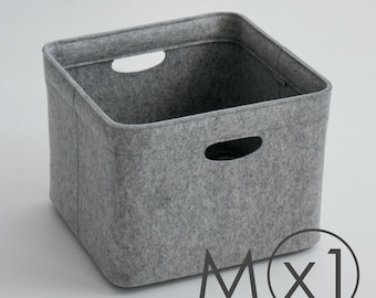 Wool Felt Storage Box | Medium, Single | Custom Shelf Organizer, Handmade Felt Basket