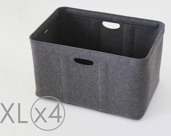 XL Size, Set of 4 / Custom-made Felt Storage Basket / Storage Box for a Shelf