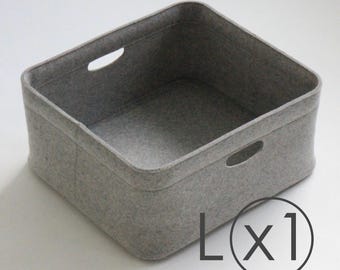 Wool Felt Storage Box | Large, Single | Custom Shelf Organizer, Handmade Felt Basket