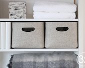 Large Size, Set of 3 / Custom-made Felt Storage Basket / Storage Box for a Shelf