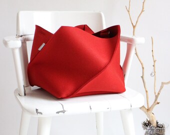 Origami Inspired Folding Bag - Large Industrial Felt Storage Basket