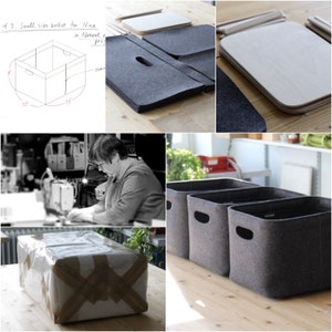 Medium Size, Set of 2 / Custom-made Felt Storage Basket / Storage Box for a Shelf image 9