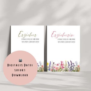 Cadeau d'adieu pour les enseignants – carte de remerciement personnalisée avec empreinte de main – fichier numérique pour impression