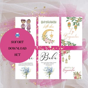 Cartões de felicitações Bayram e presentes para os pais – Cartões digitais Eid para Anne e Baba | Download instantâneo