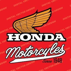 Diseño vectorial del logotipo de Honda Motorcyles 1948: archivo de arte digital PDF-AI-PNG para camisetas y grabados personalizados