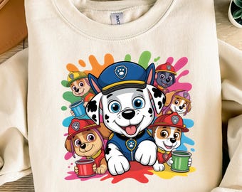 Cartoon Dog Police Team PNG, Kids Birthday T-Shirt Design (Digital Download)