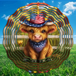 Highland Cow Wind Spinner PNG Sublimation Design, Cute Cow  Windspinner Spring Hanging Wall Art, Wind Spinner Sublimation Digital Download