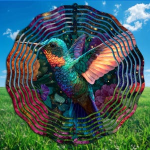 Hummingbird Wind Spinner PNG Sublimation Design - Wind Spinner PNG Spring Hanging Sublimation Digital Download - Windspinner Sublimation